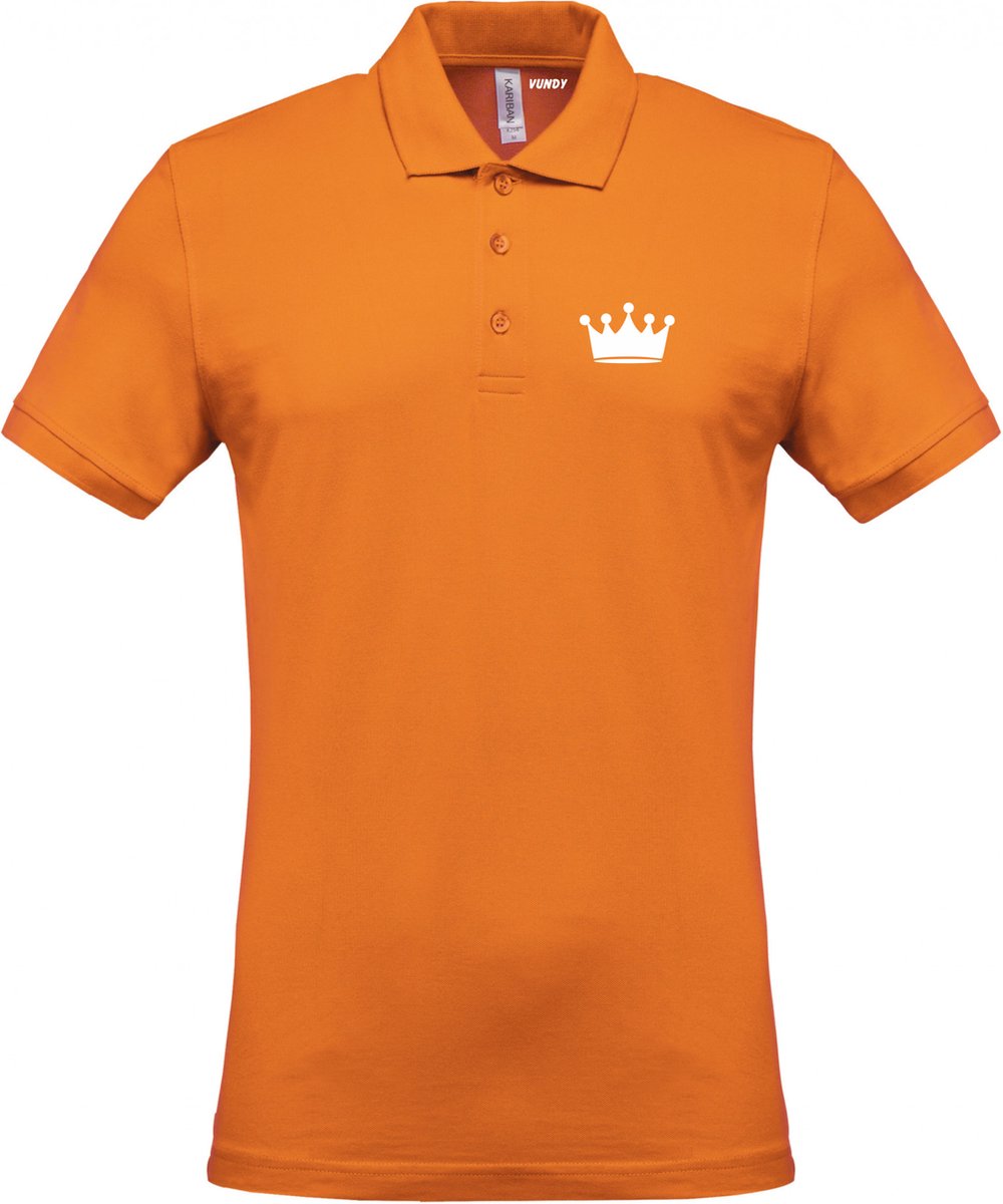 Polo Kroontje Klein Wit | Koningsdag kleding | oranje polo shirt | Oranje | maat L